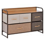 Voir la diapositive 1 : HOMCOM Commode meuble de rangement 5 tiroirs en tissu 87,5 x 29 x 58 cm Marron et beige
