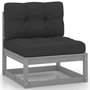 Voir la diapositive 5 : VIDAXL Salon de jardin 13 pcs avec coussins Gris Bois de pin massif