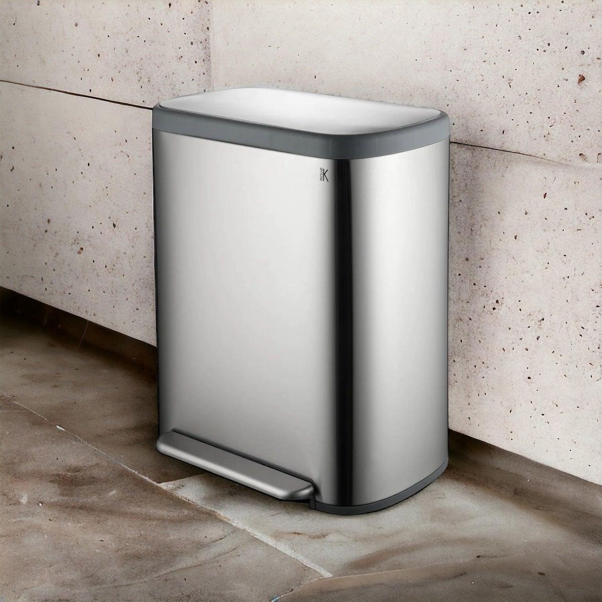 Kitchen move Poubelle de cuisine tri sélectif EMPIRE Argent Acier inoxydable 60L