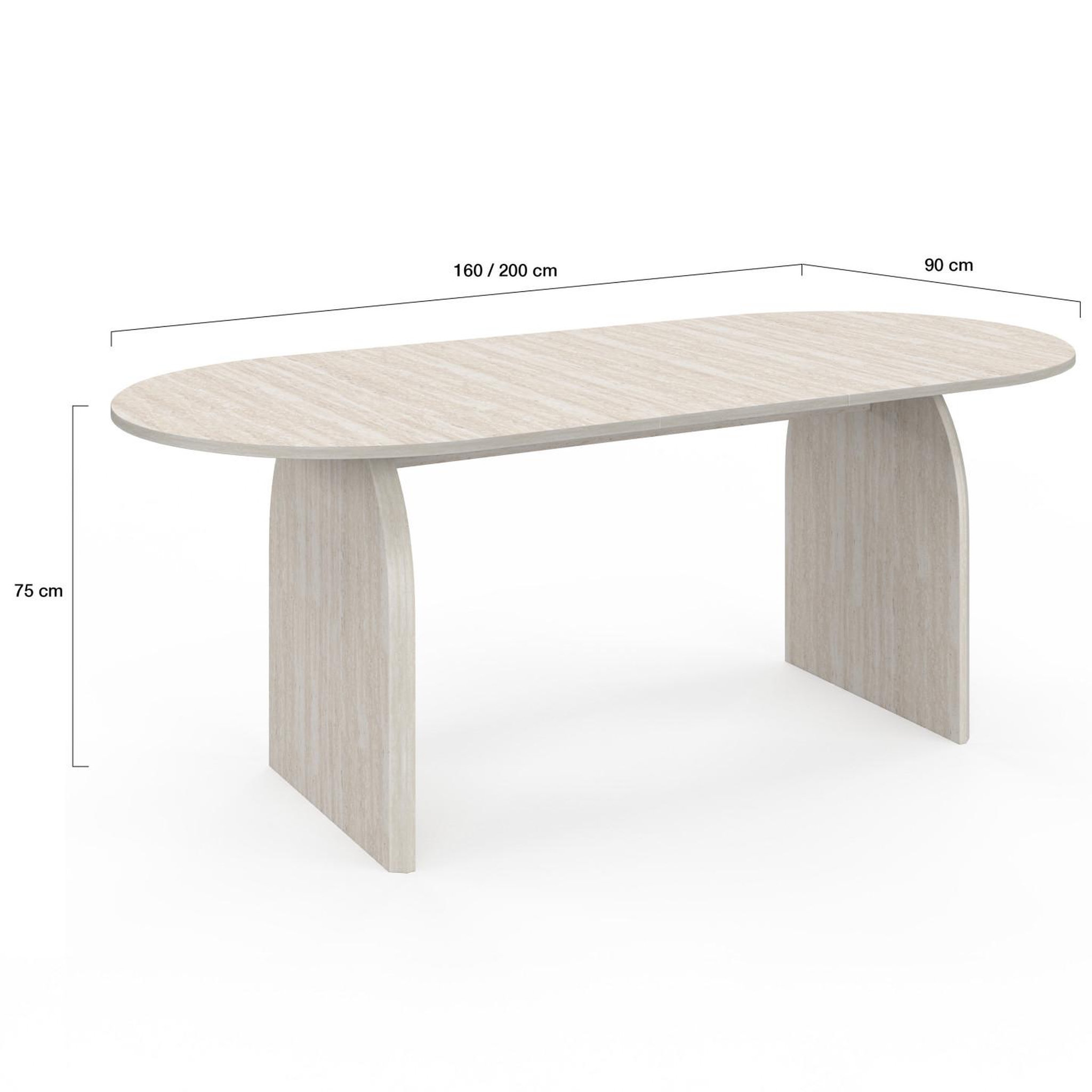 Voir la diapositive 5 : ID MARKET Table à manger extensible japandi ovale edith 6-10 personnes façon travertin 160-200 cm