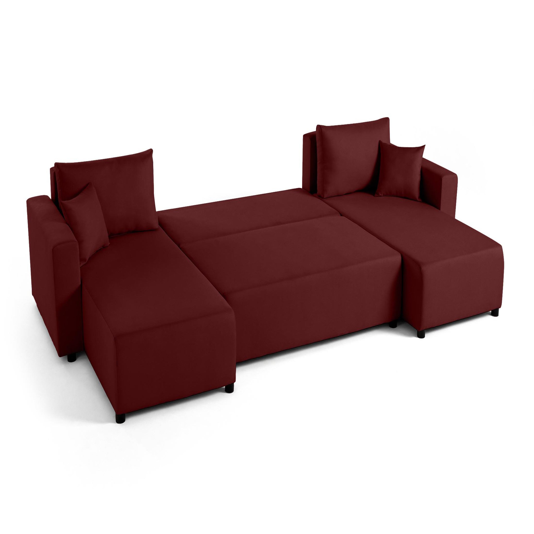 Voir la diapositive 3 : BEST MOBILIER Regala - canapé panoramique - 7 places - convertible avec coffre - en tissu