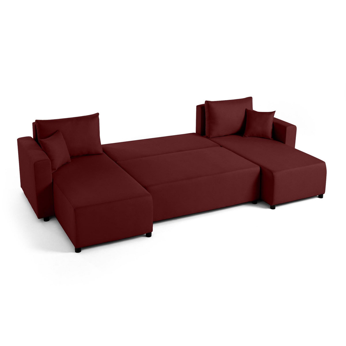 BEST MOBILIER Regala - canapé panoramique - 7 places - convertible avec coffre - en tissu