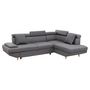 Voir la diapositive 7 : Canapé d'angle droit convertible 5 places tissu pieds bois clair MARIUS 