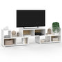 Voir la diapositive 1 : ID MARKET Meuble TV combiné 3 pièces modulables LEONARD pour salon chambre et bureau, 140-205 x 30 x 43 cm