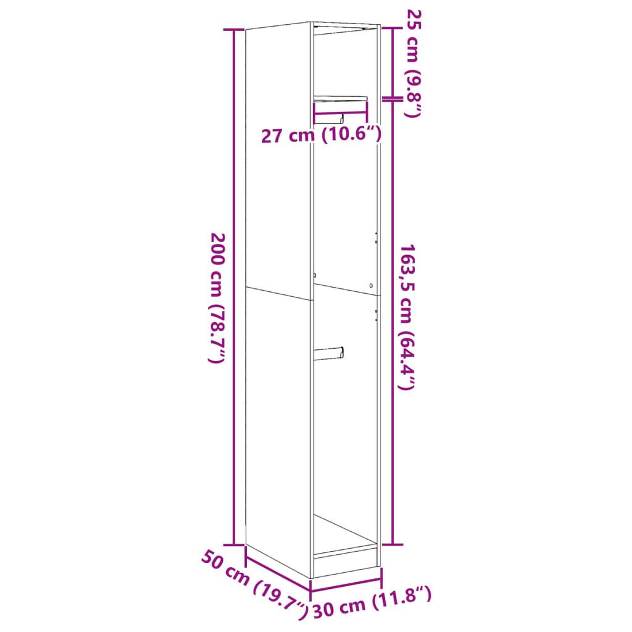 Voir la diapositive 6 : VIDAXL Garde-robe Blanc 30x50x200 cm Bois d'ingenierie