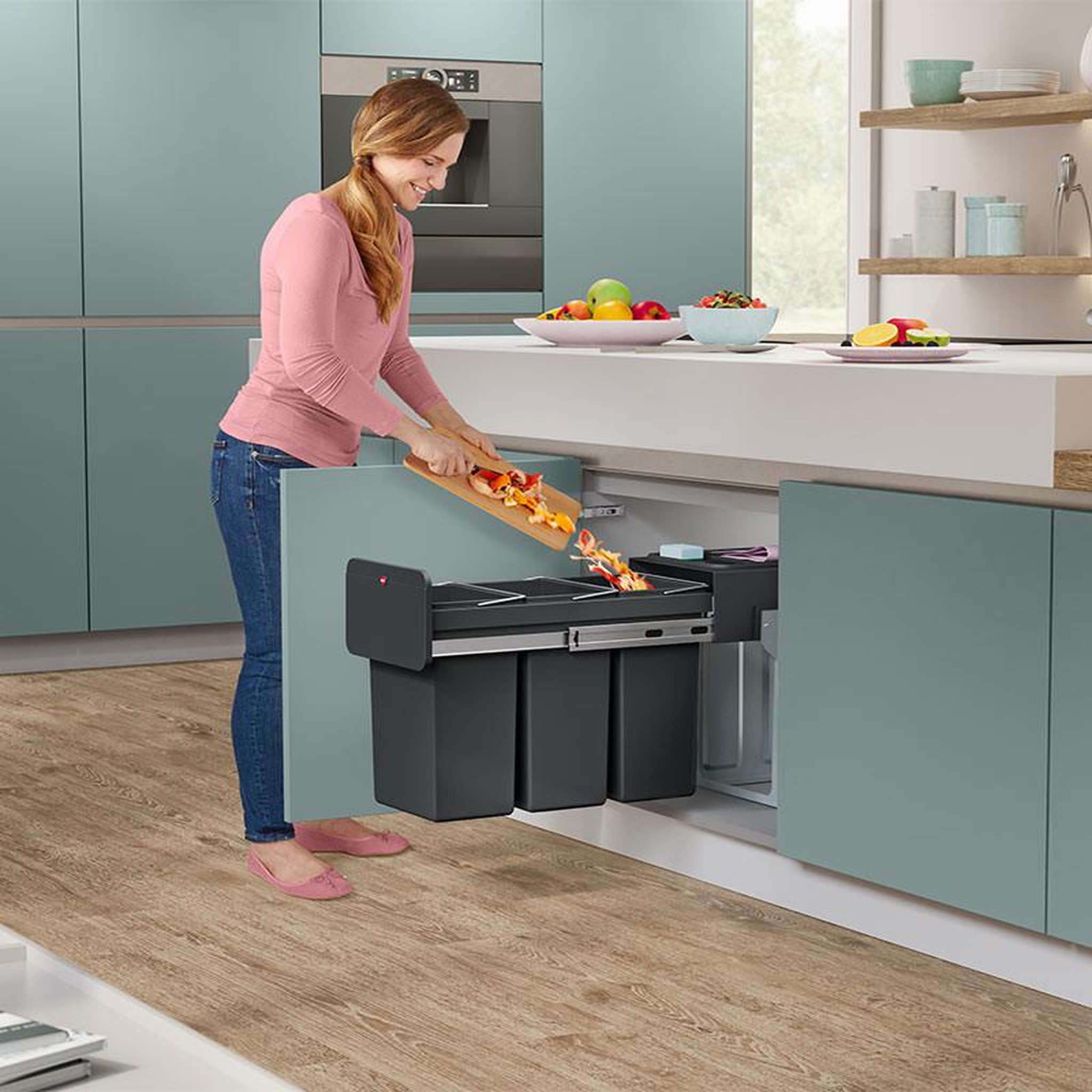 Voir la diapositive 5 : HAILO Poubelle de tri sélectif encastrable 30 litres (10+10+10) hailo ecoline design l trio