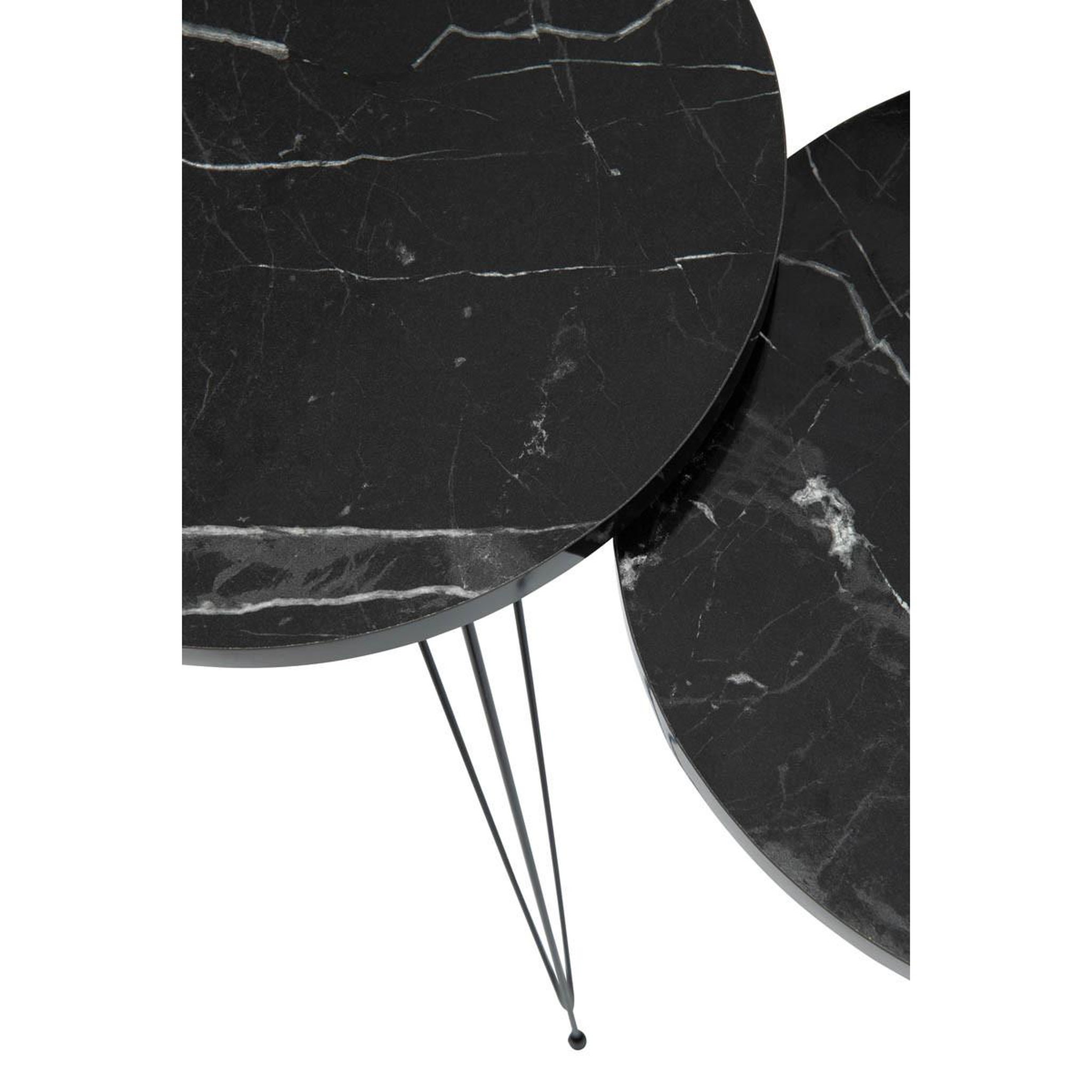 Voir la diapositive 3 : J-LINE Lot de 3 tables d'appoint  célia  56cm noir
