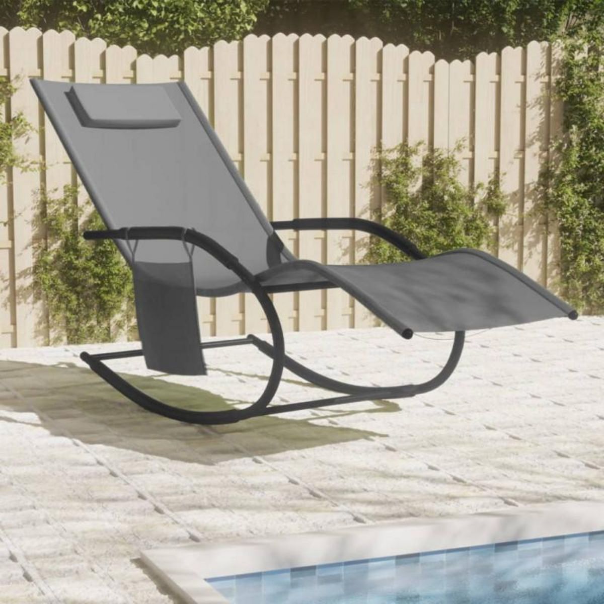 VIDAXL Chaise longue à bascule gris acier et textilène