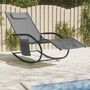 Voir la diapositive 1 : VIDAXL Chaise longue à bascule gris acier et textilène