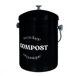 LINXOR Composteur, bac, poubelle à compost de cuisine 5L rond en Inox - Noir