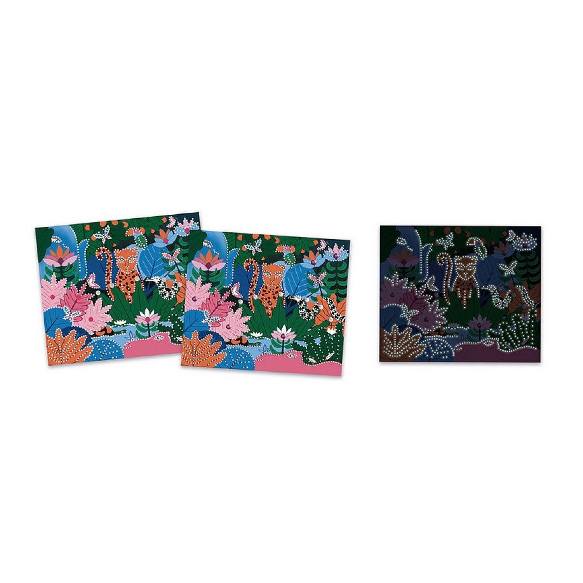 Voir la diapositive 2 : JANOD Tableau a strasser la jungle la nuit - kit creatif