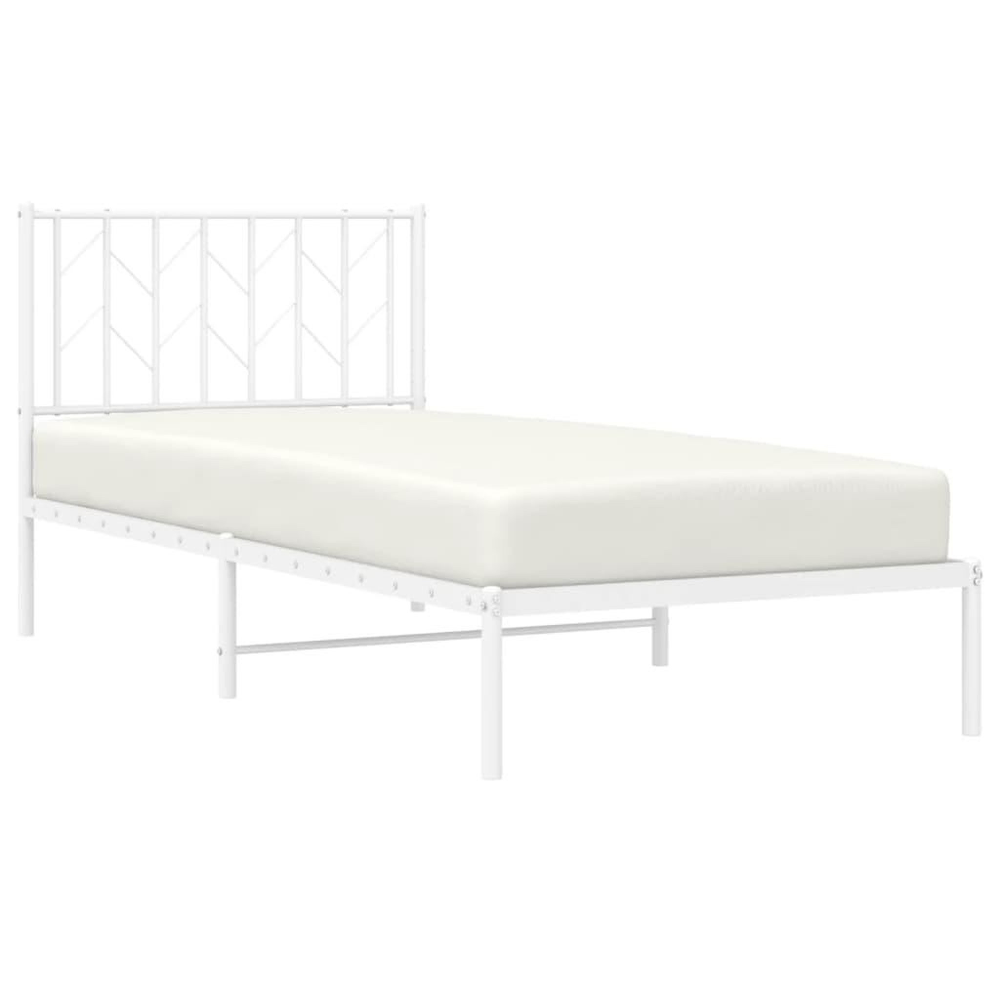 Voir la diapositive 3 : VIDAXL Cadre de lit metal sans matelas avec tete de lit blanc 90x190cm