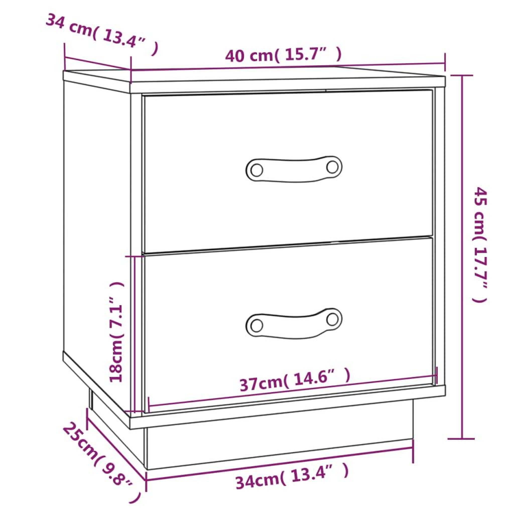 Voir la diapositive 6 : VIDAXL Tables de chevet 2 pcs Gris 40x34x45 cm Bois de pin massif
