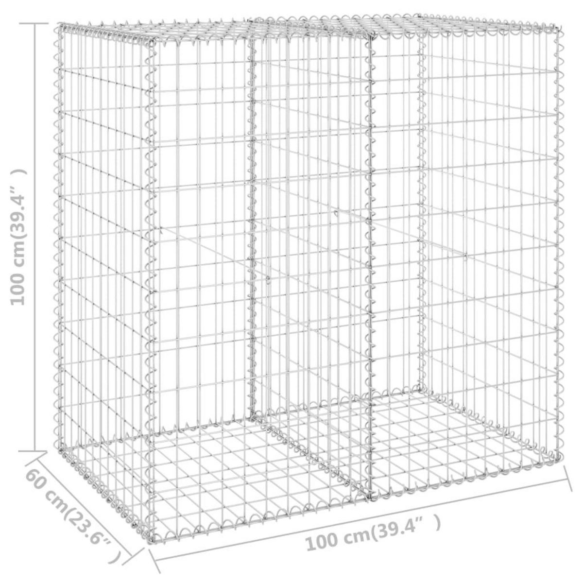 VIDAXL Mur en gabion avec couvercles Acier galvanise 100x60x100 cm