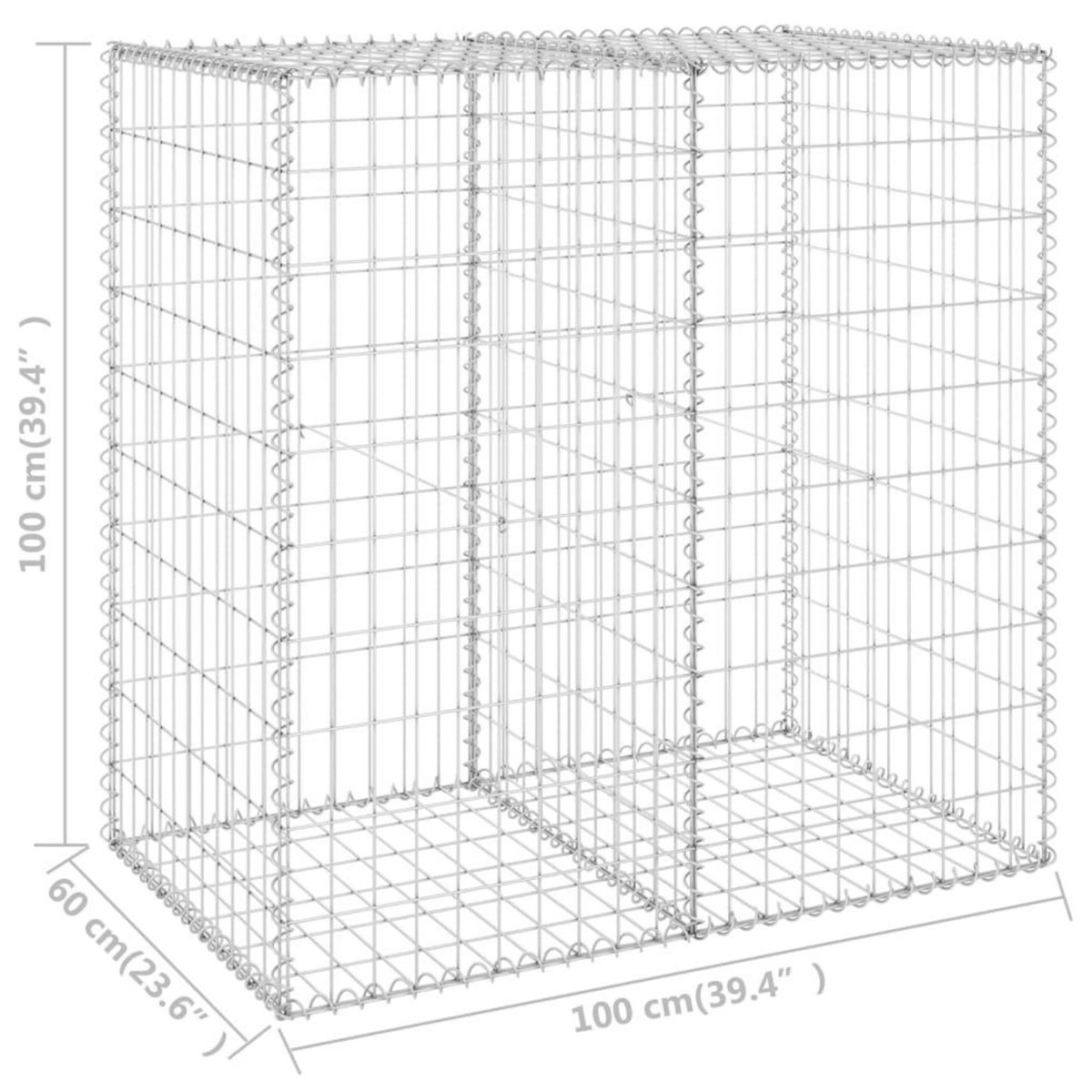 VIDAXL Mur en gabion avec couvercles Acier galvanise 100x60x100 cm
