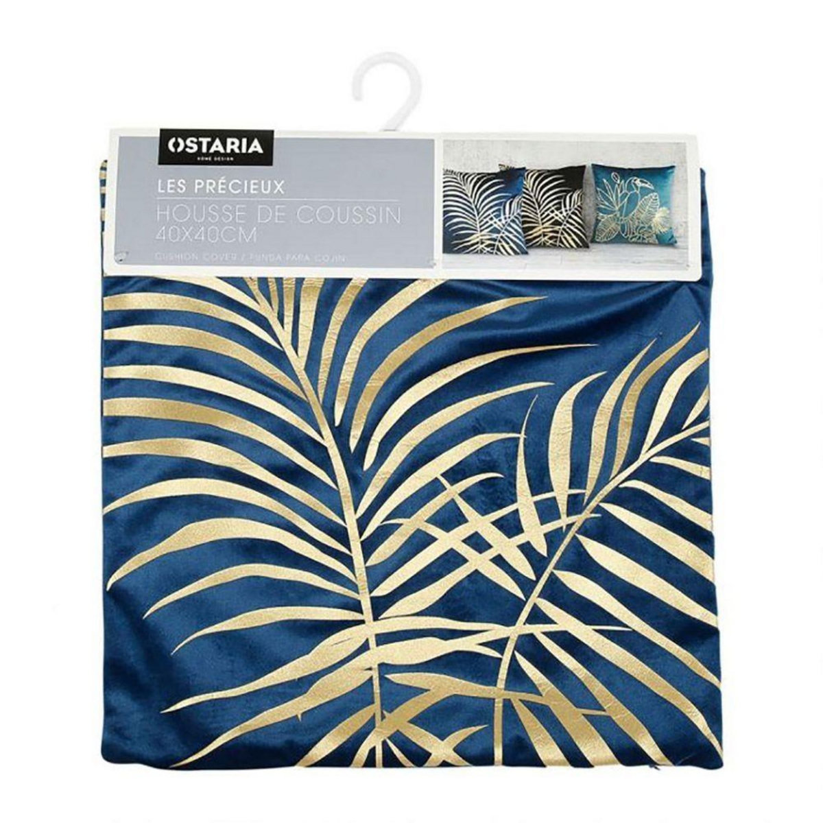 OSTARIA Housse de coussin 40x40 cm Palm marine