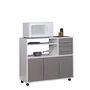Voir la diapositive 1 : Desserte micro-ondes 3 portes 2 tiroir 1 tablette coulissante PRACTICA