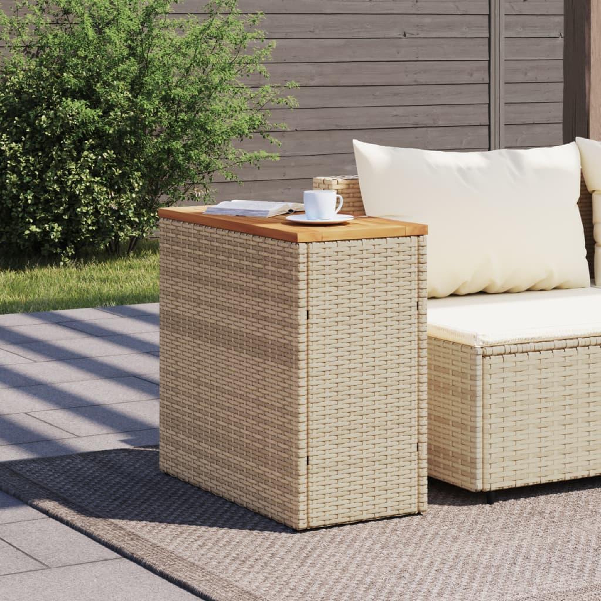 Voir la diapositive 3 : VIDAXL Table d'appoint de jardin dessus en bois beige 58x27,5x55 cm
