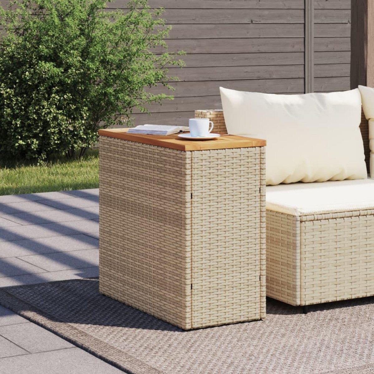 VIDAXL Table d'appoint de jardin dessus en bois beige 58x27,5x55 cm