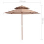 Voir la diapositive 6 : VIDAXL Parasol a deux etages avec mat en bois 270 cm taupe
