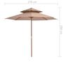 Voir la diapositive 6 : VIDAXL Parasol a deux etages avec mat en bois 270 cm taupe