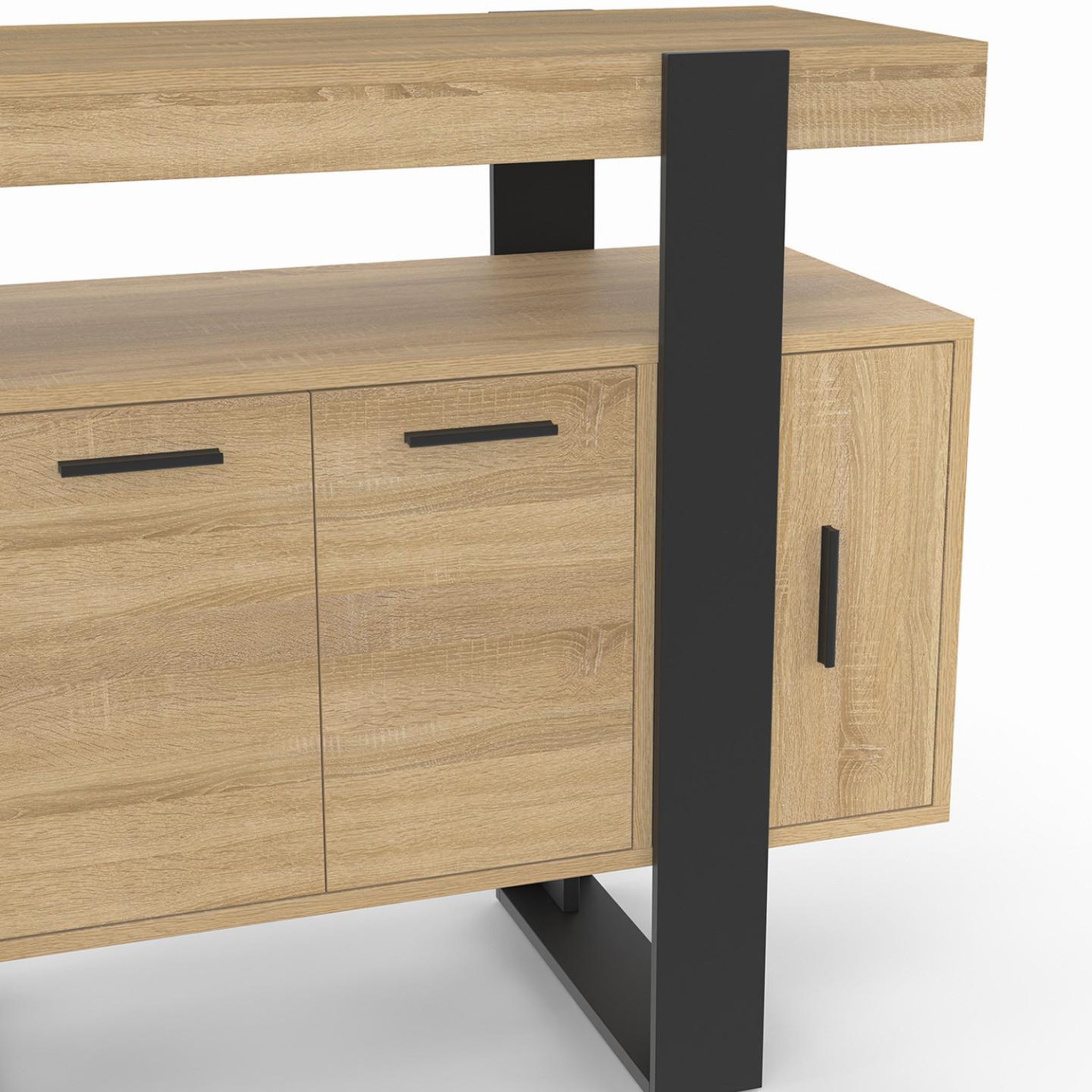 Voir la diapositive 6 : ID MARKET Buffet 100 cm phoenix 4 portes bois et noir