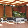 VIDAXL Salon de jardin 10 pcs avec coussins blanc bois de pin solide