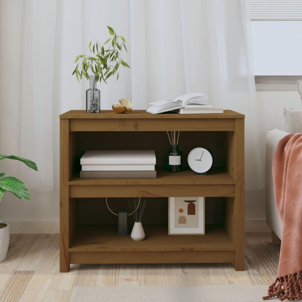 VIDAXL Bibliotheque Marron miel 80x35x68 cm Bois de pin massif