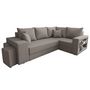 Voir la diapositive 4 : BEST MOBILIER Libbie - canapé d'angle droit 4 places convertible avec coffre, étagère et poufs en tissu