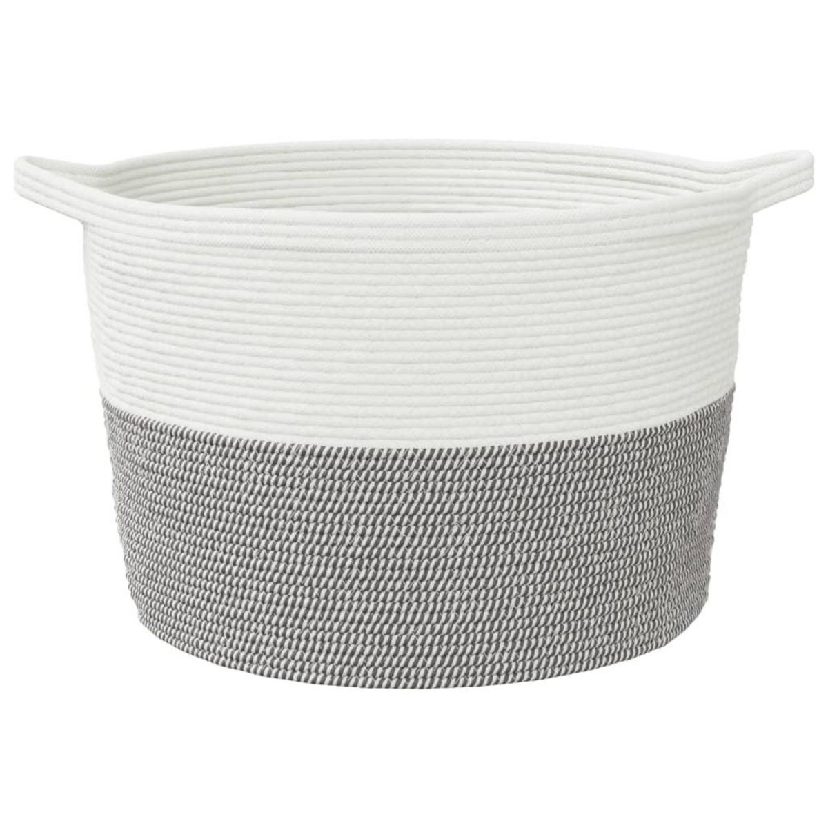 VIDAXL Panier a linge gris et blanc Ø60x36 cm coton