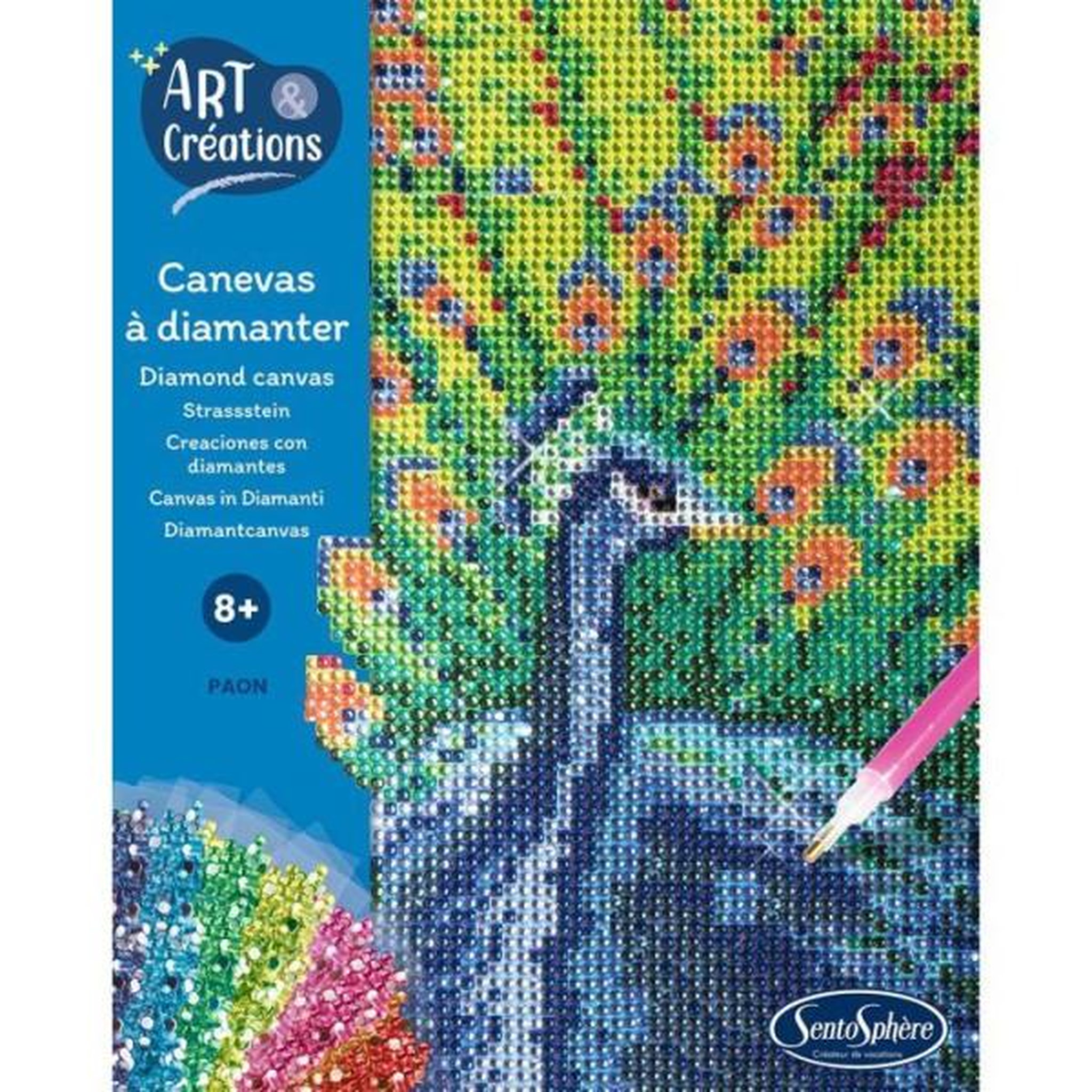 Voir la diapositive 2 : Sentosphere art et creation Canevas a diamanter Paon
