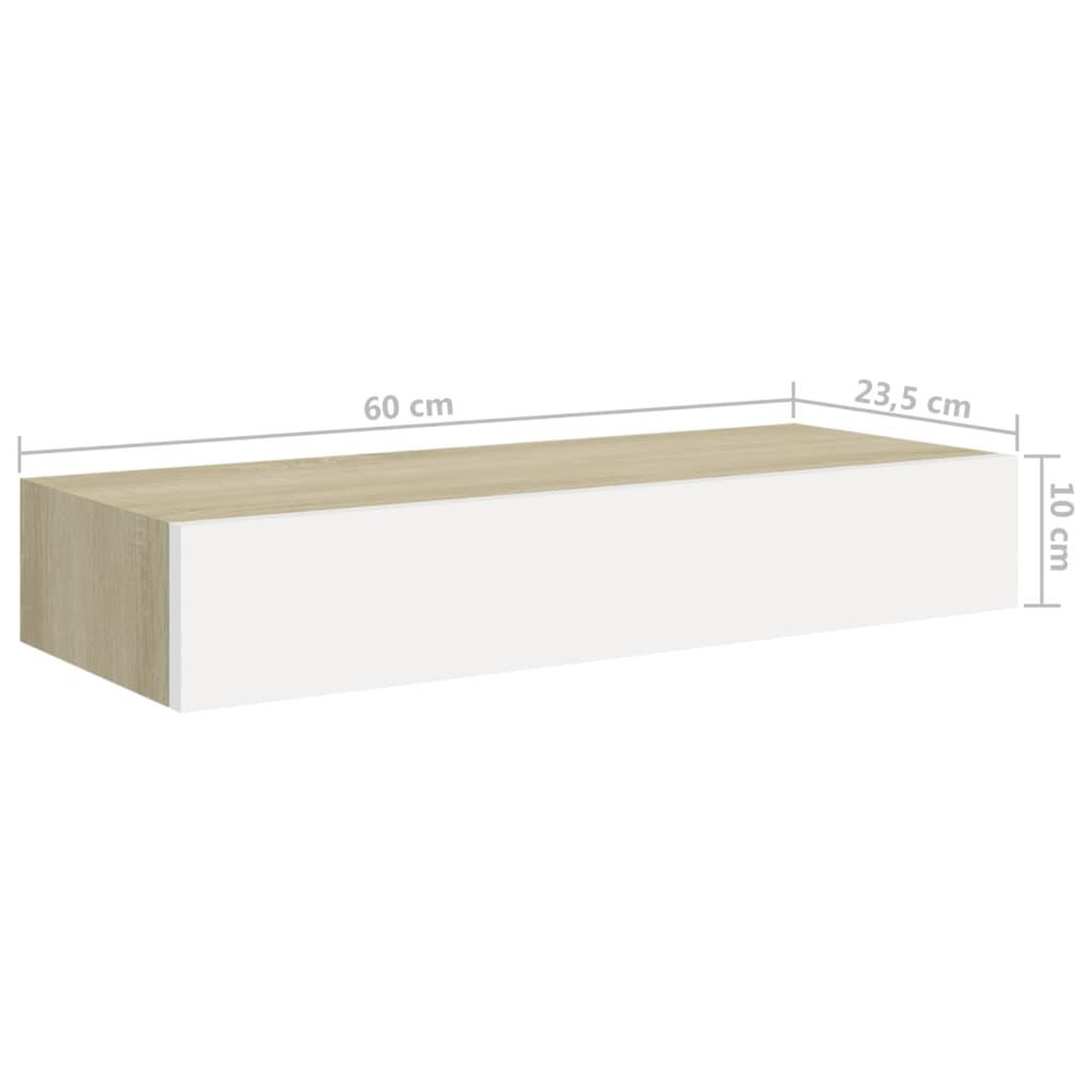 Voir la diapositive 6 : VIDAXL Etageres a tiroir murales 2 pcs Chene et blanc 60x23,5x10cm MDF