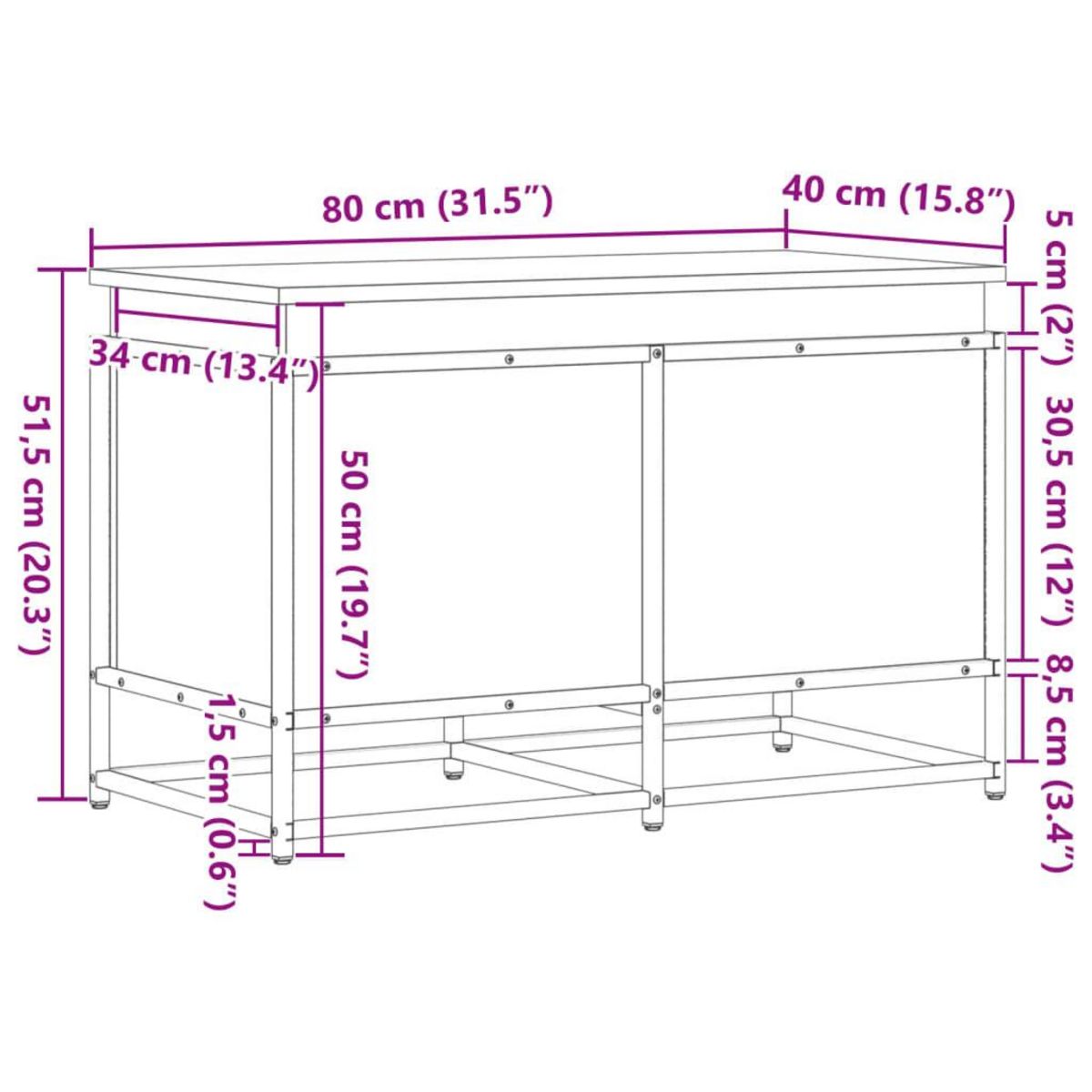VIDAXL Boîte de rangement avec couvercle chene fume bois d'ingenierie