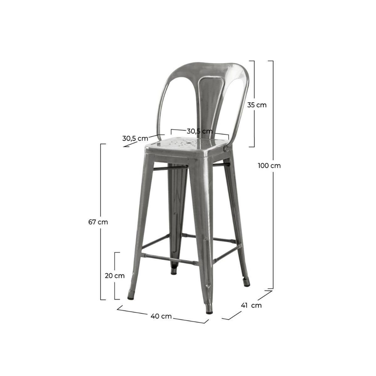 Rendez vous déco Lot de 2 chaises pour îlot central 67 cm en métal chrome - Indus