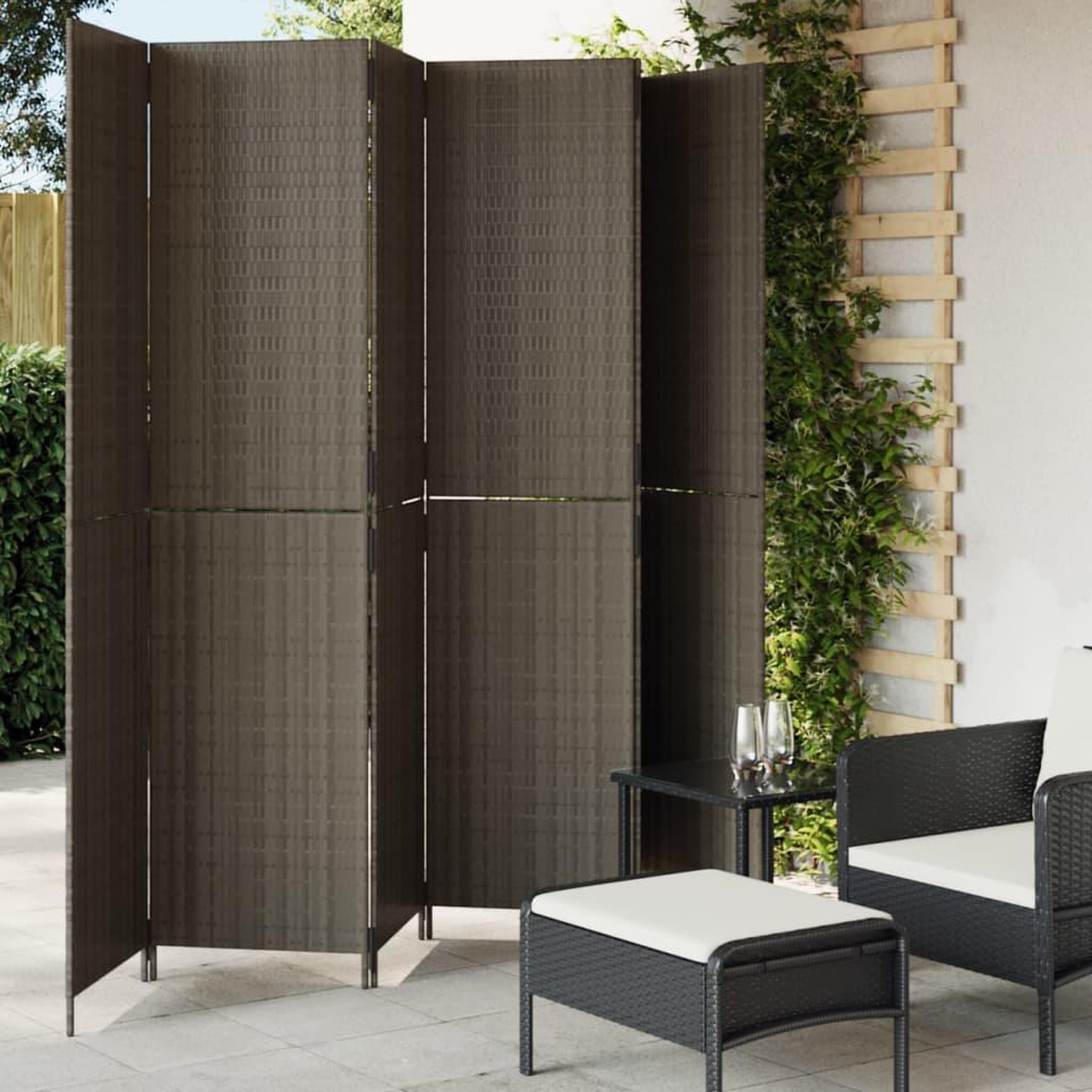VIDAXL Cloison de separation 6 panneaux gris resine tressee