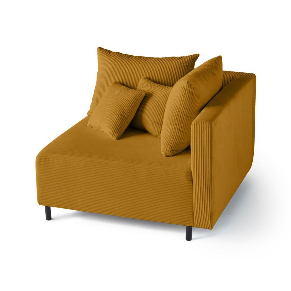 LISA DESIGN Edinburg - module d'assise d'angle droit - en velours côtelé