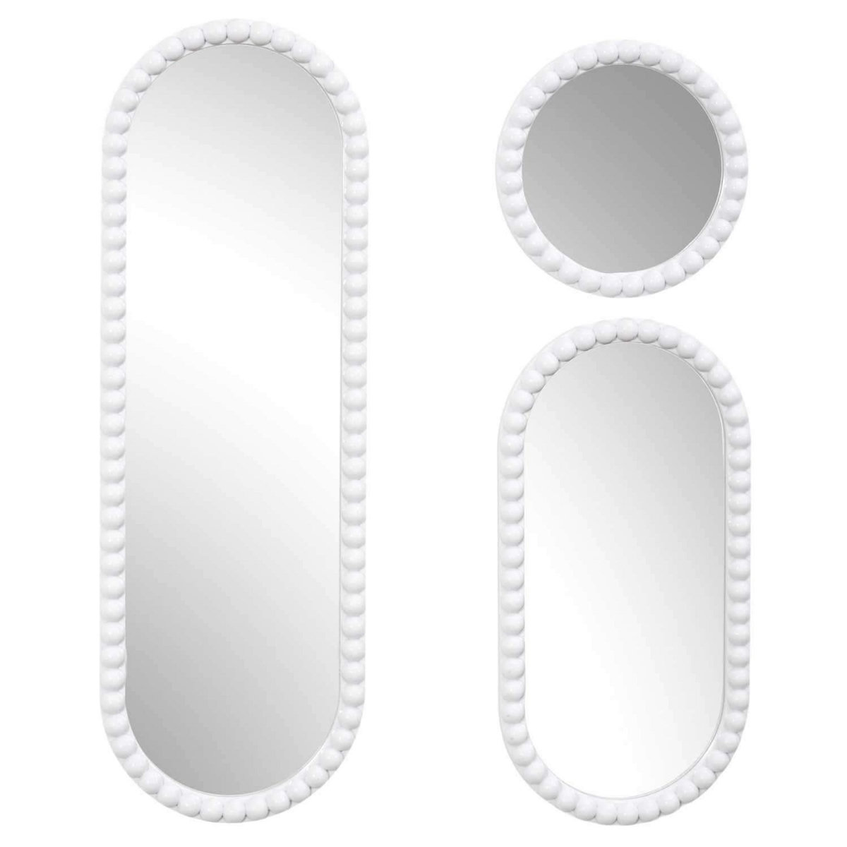 The Home Deco Factory Lot de 3 miroirs ronds et ovales - Blanc