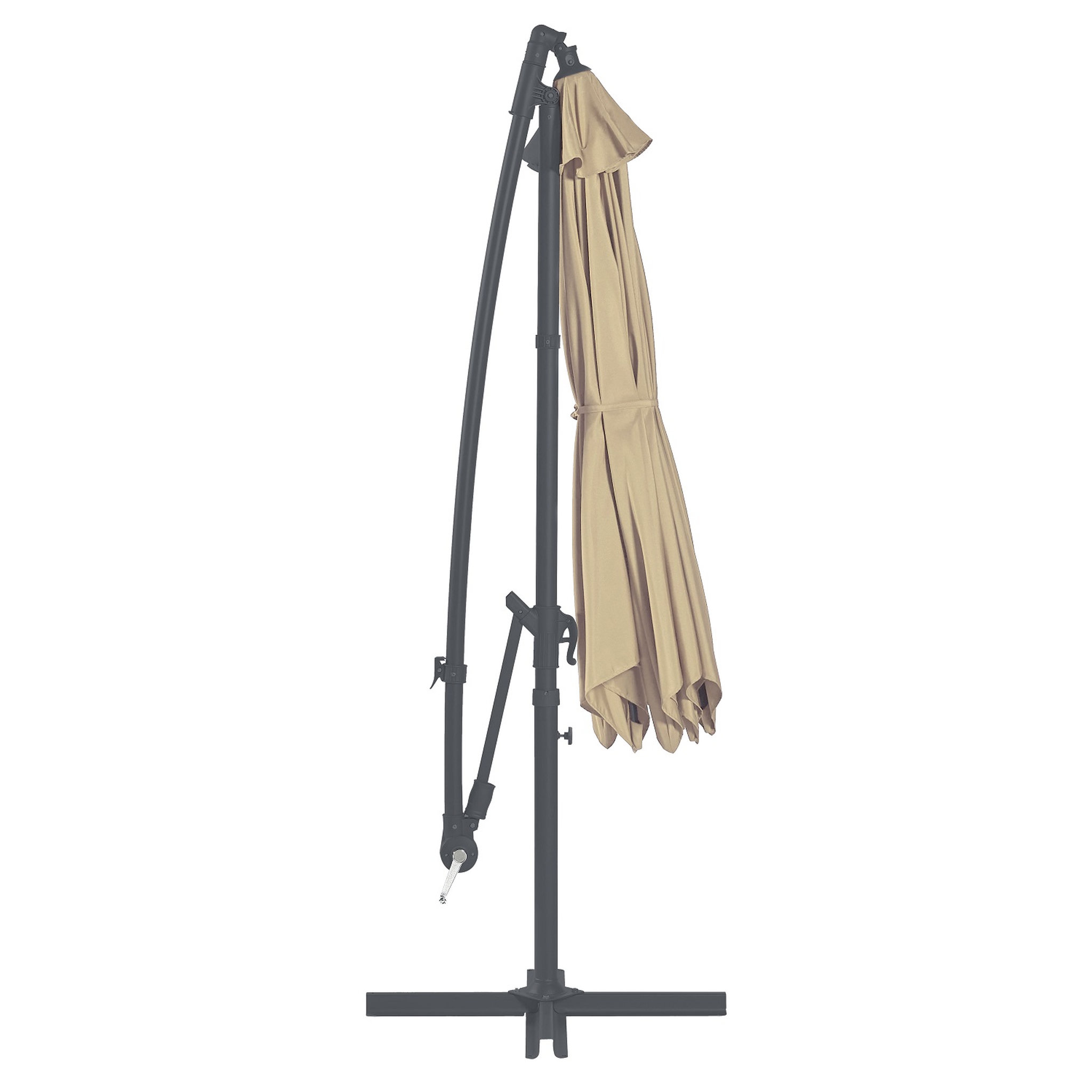 Voir la diapositive 3 : GARDENSTAR Parasol déporté rond D3xH2.45 m noisette (beige foncé) LEA
