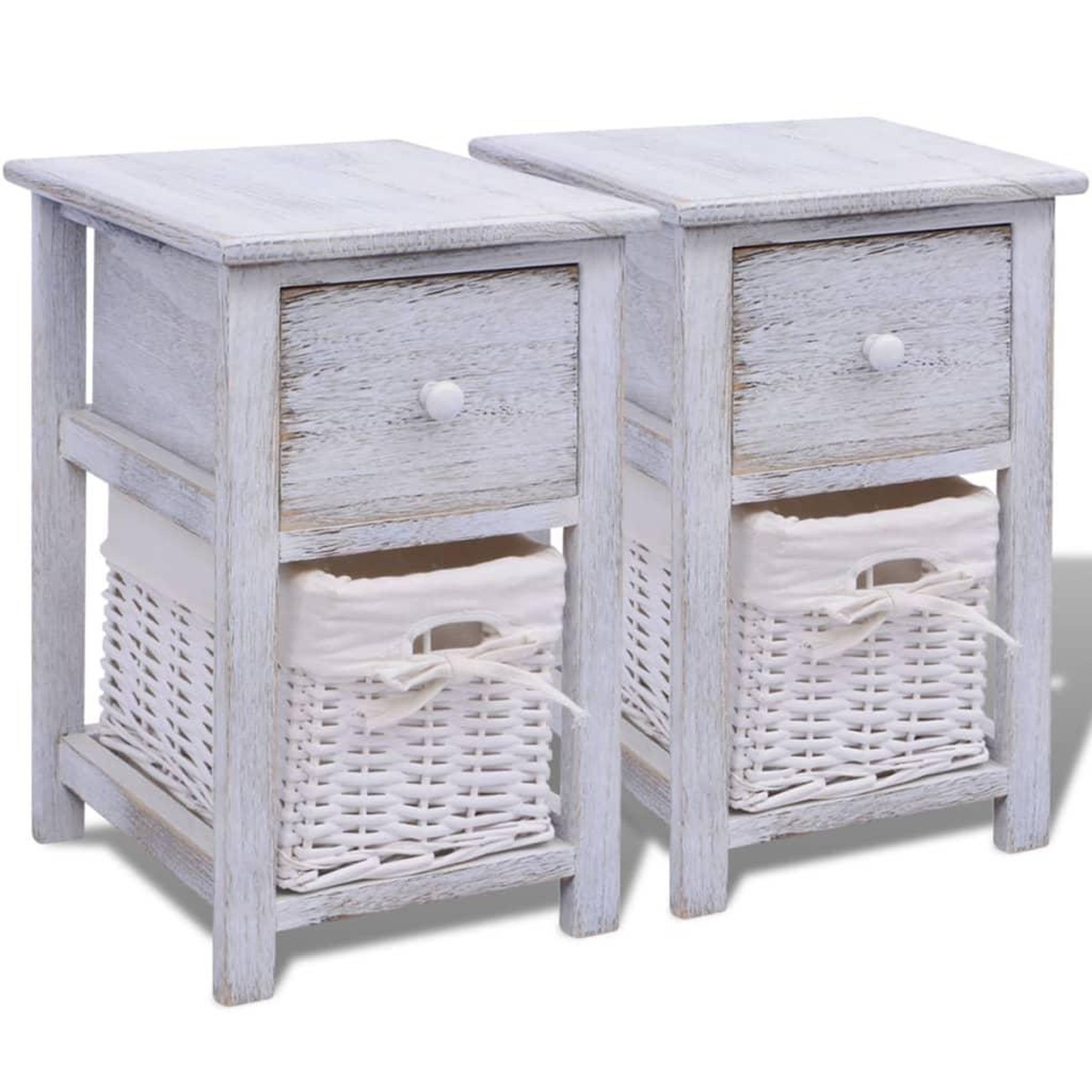 Voir la diapositive 2 : VIDAXL Table de chevet 2 pcs Bois Blanc