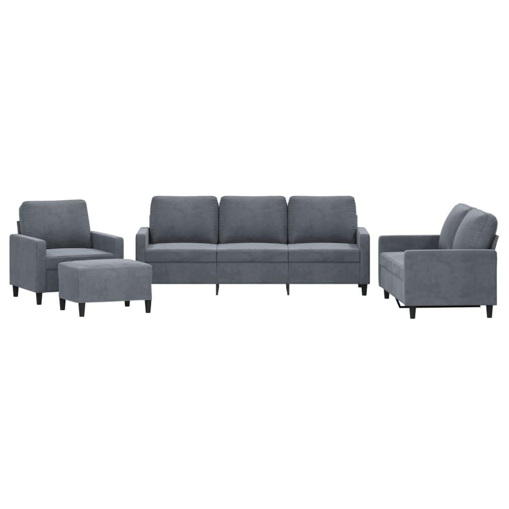 Voir la diapositive 2 : VIDAXL Ensemble de canapes 4 pcs avec coussins Gris fonce Velours