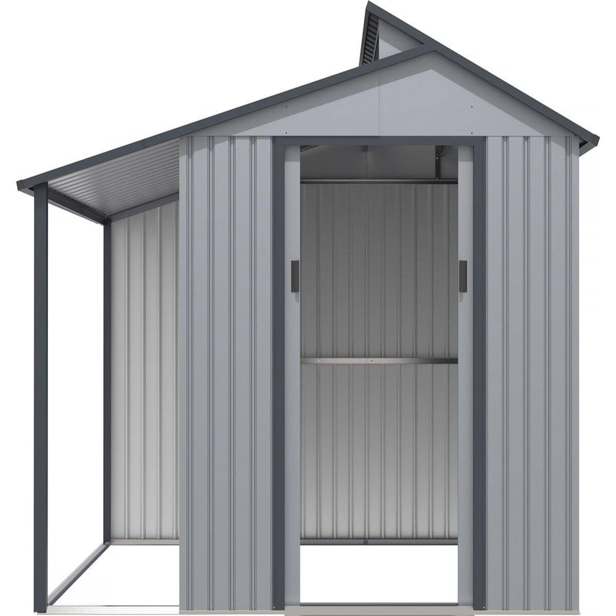 Habitat et Jardin Abri de jardin métal avec pergola  Madras  - 5.64 m² - 193 x 292 x 229 cm - Gris