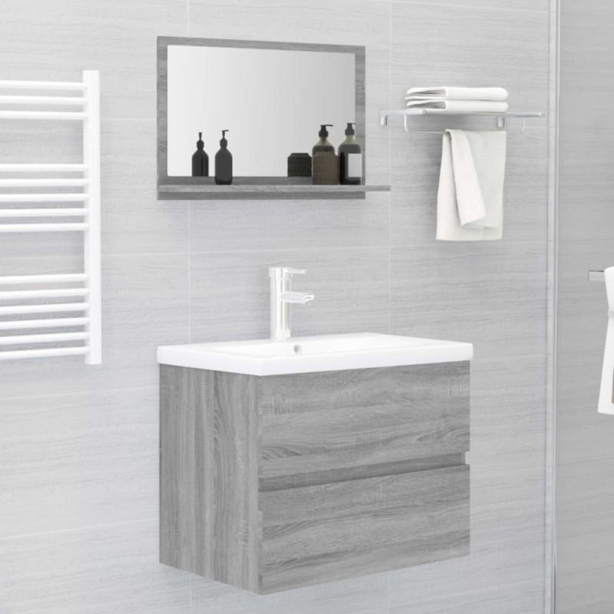 VIDAXL Miroir de bain Sonoma gris 60x10,5x37 cm Bois d ingénierie