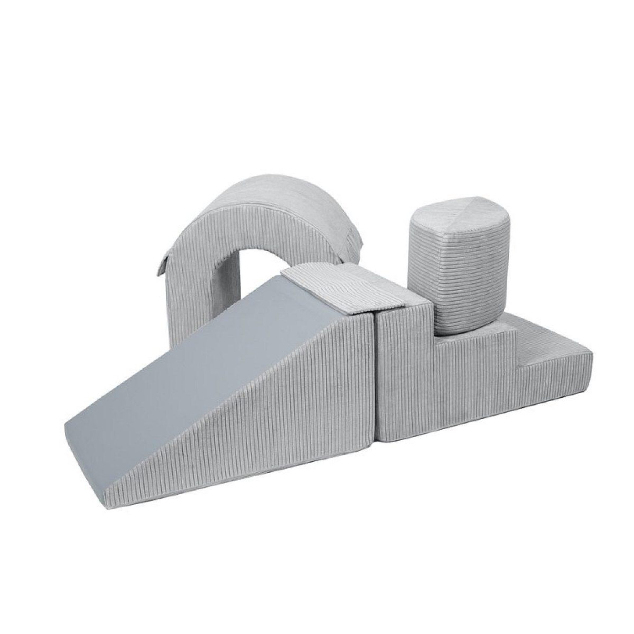 VELINDA Set de blocs en mousse 4 éléments petit pont gris velours côtelé