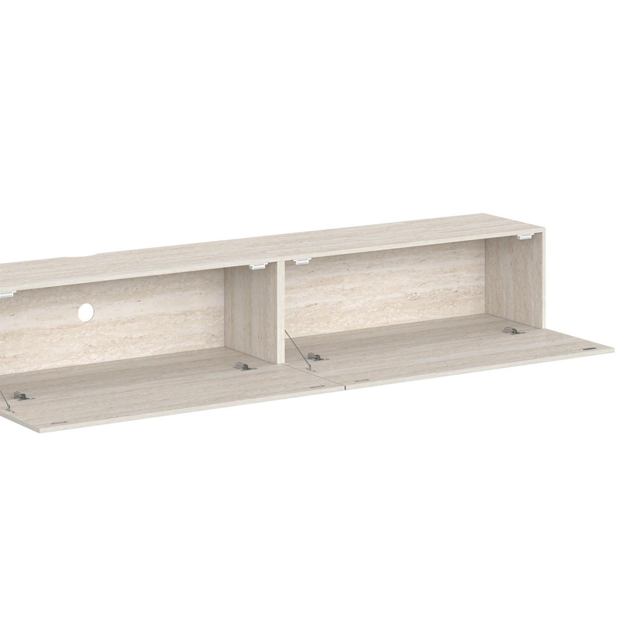 Voir la diapositive 6 : ID MARKET Meuble tv 270 cm suspendu elio 3 portes effet travertin