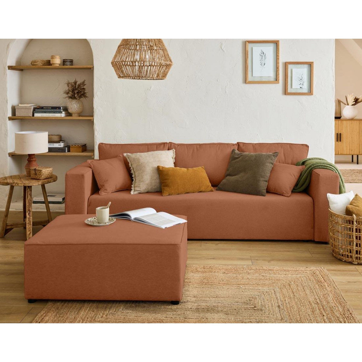 BEST MOBILIER Topaze - canapé 3 places - convertible avec coffre - en tissu