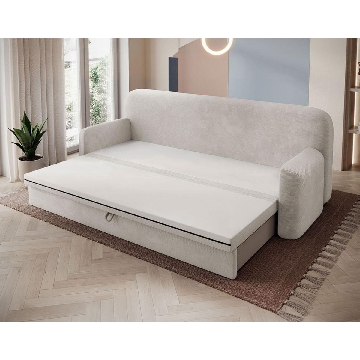 BEST MOBILIER Marius - canapé droit 3 places convertible avec coffre en velours côtelé