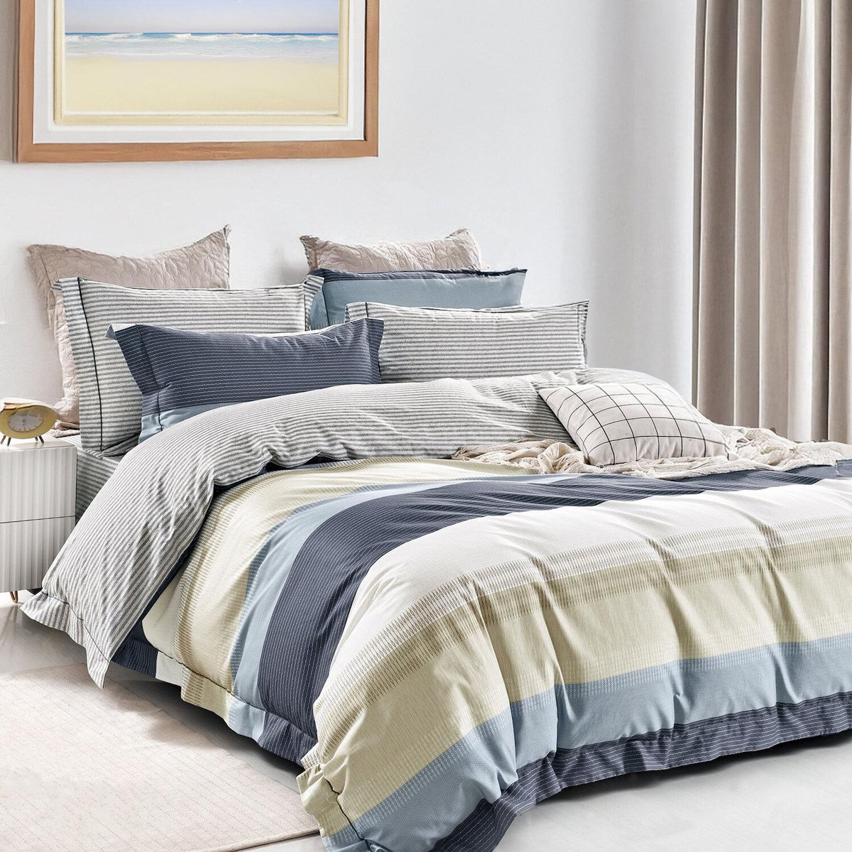 Home collection Parure housse de couette 100 % coton 57 fils Layera