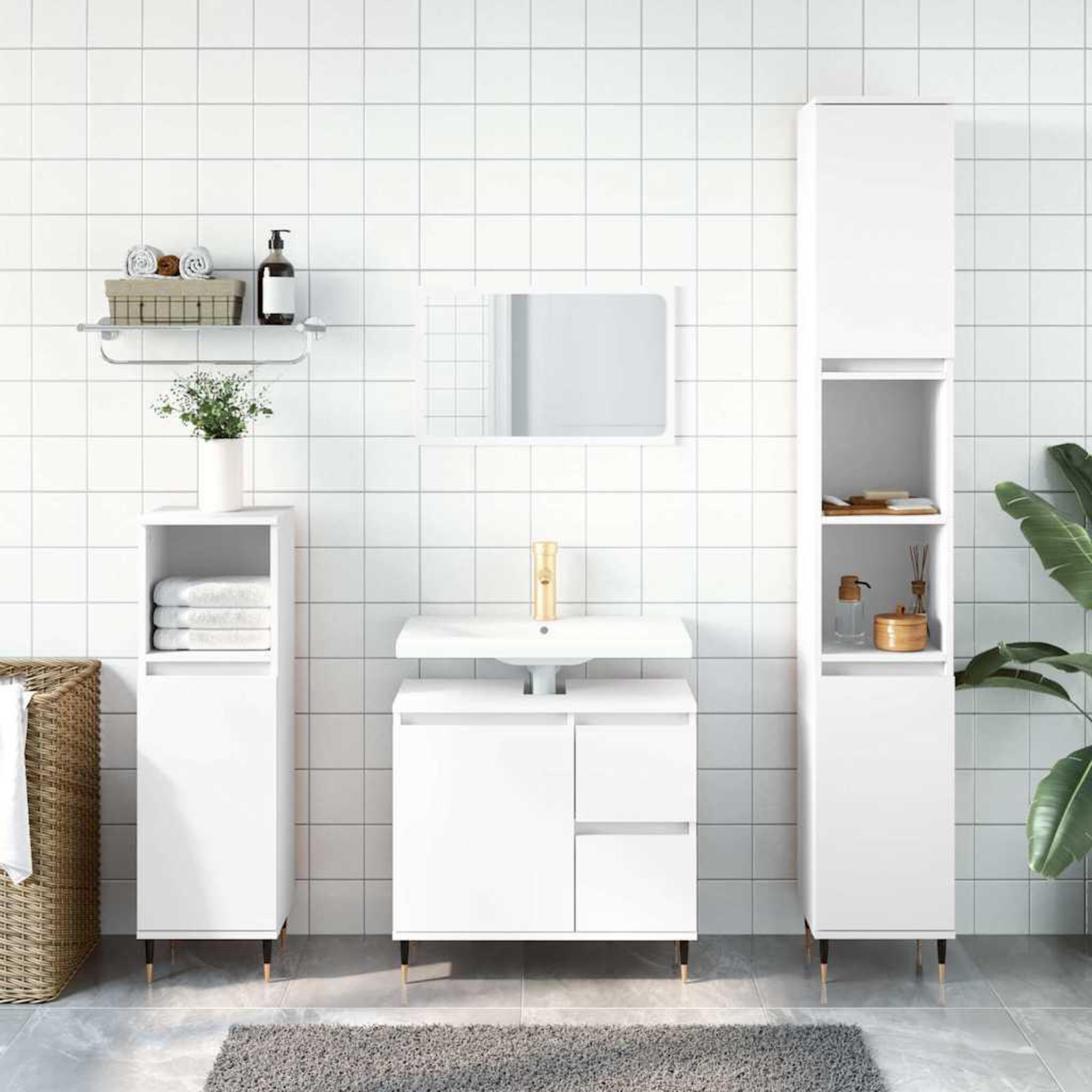 VIDAXL Armoire de salle de bain blanc 65x33x60 cm bois d'ingenierie