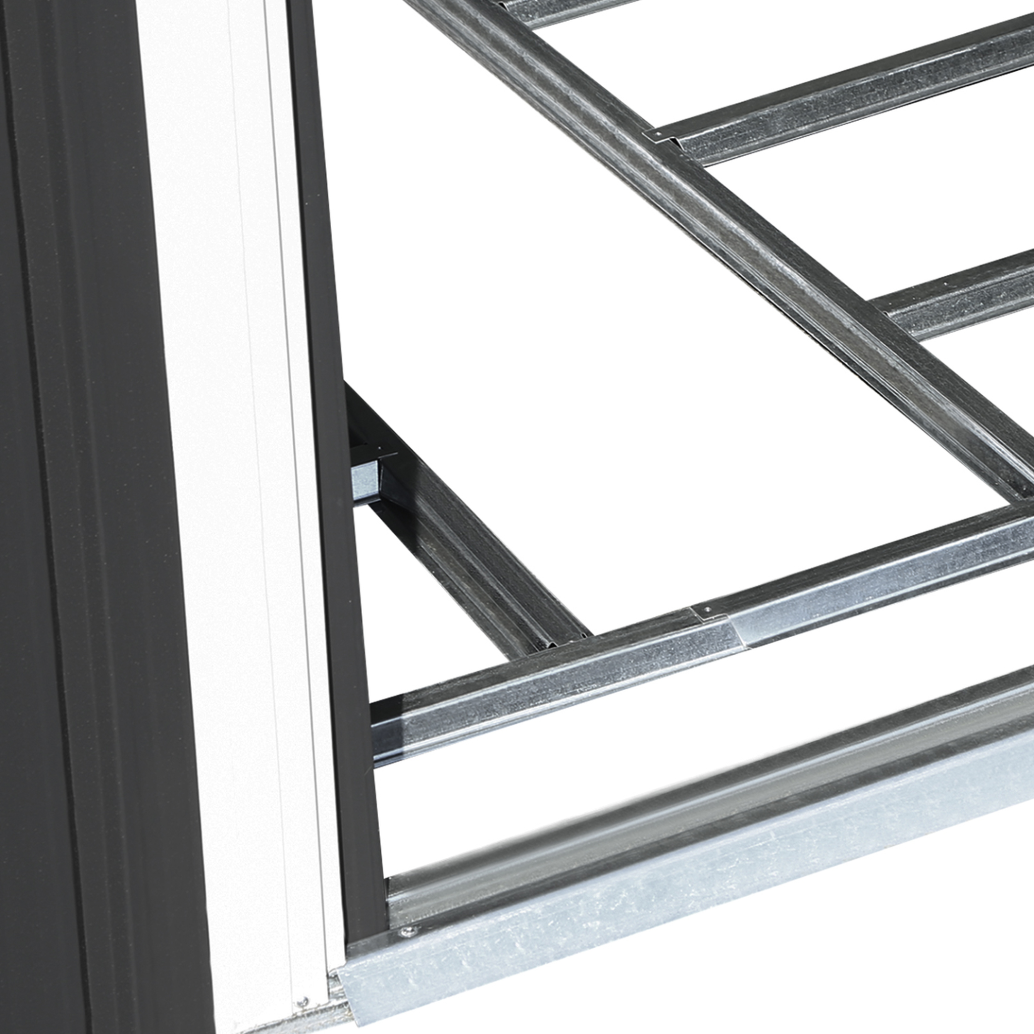 Voir la diapositive 3 : ID MARKET Abri de jardin 5,3 m² gris en acier galvanisé avec base