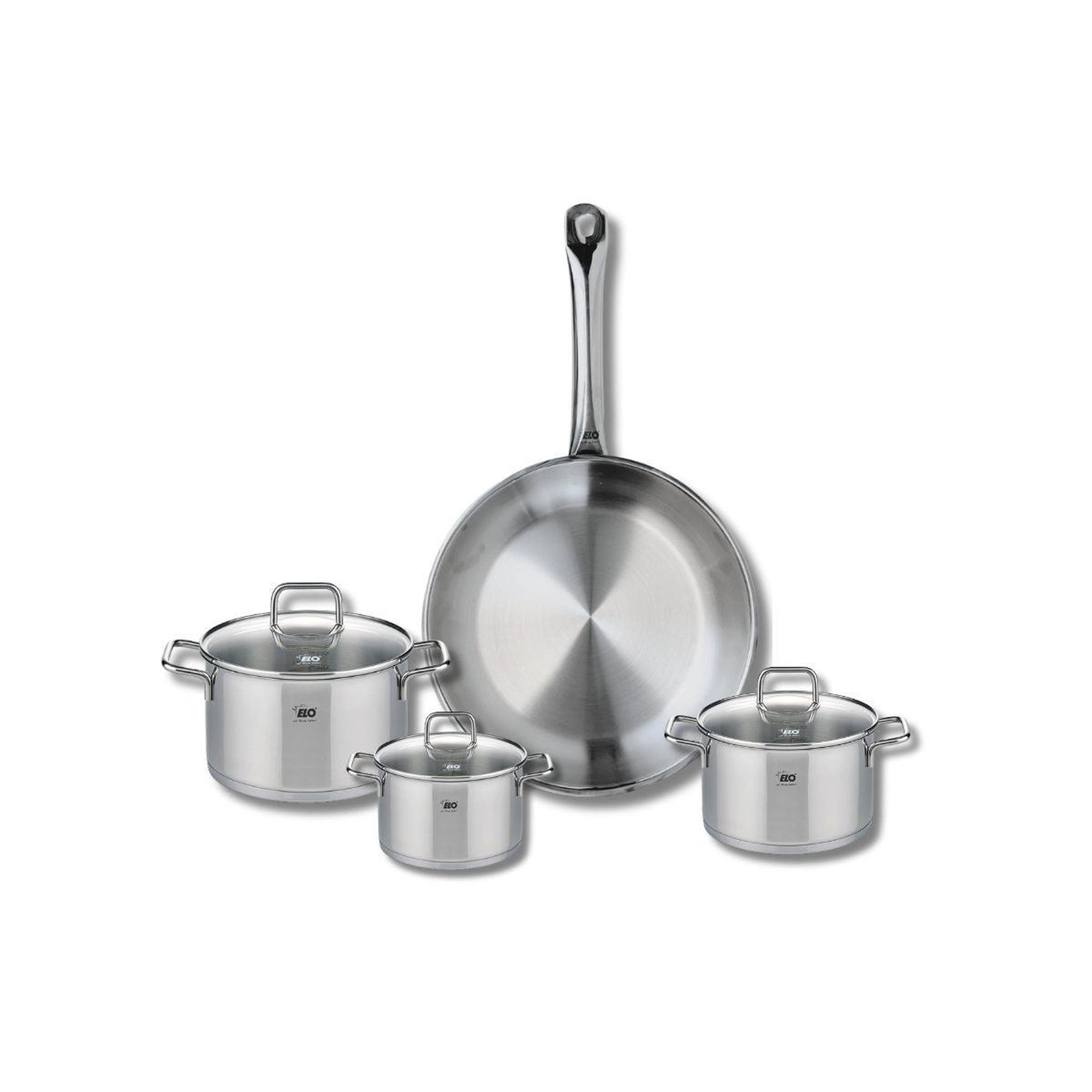 ELO Ensemble de 1 poêle de cuisson 28 cm et 3 faitouts 12, 14 et 16 cm elo profi citrin